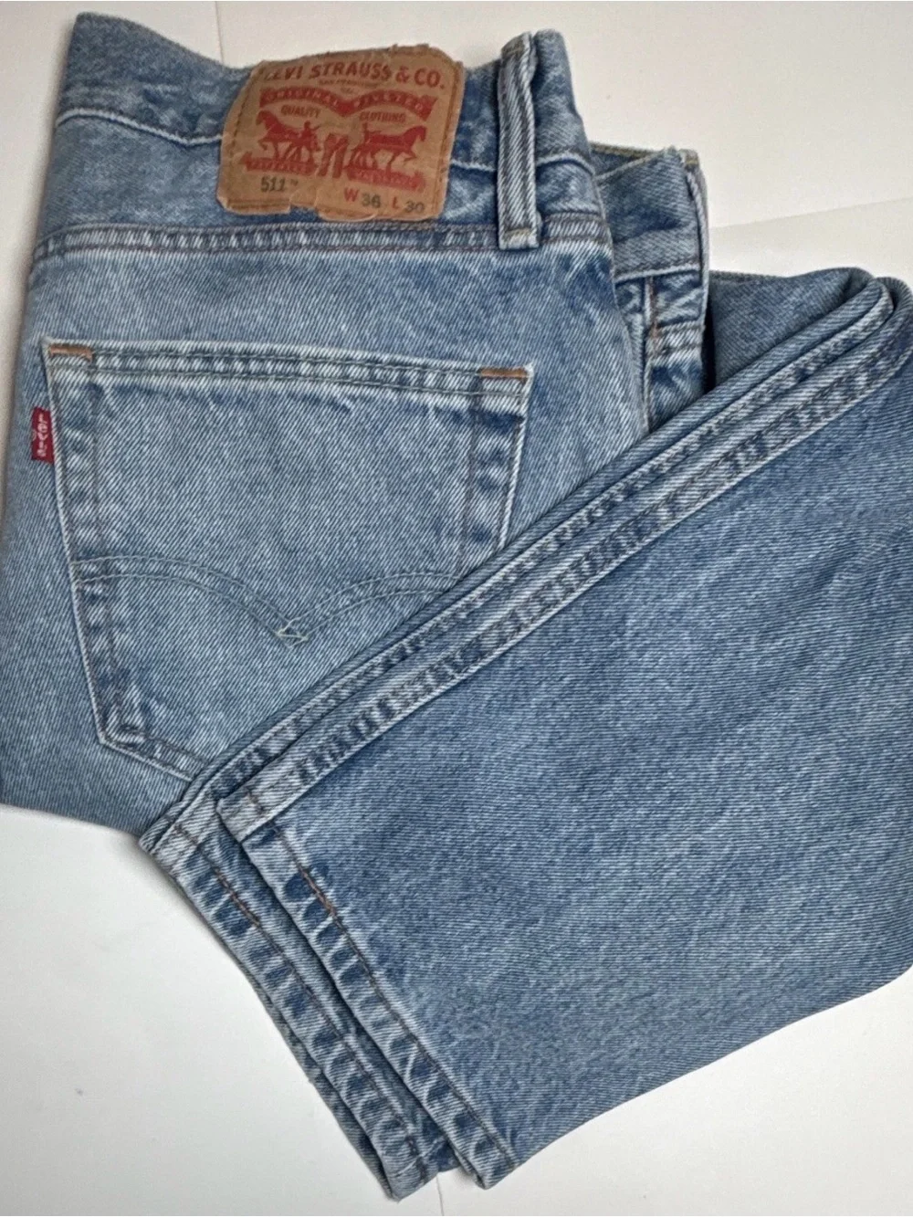 Levi's 511 Men’s Light Blue Straight Distressed Jeans 36x30